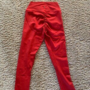 Zyia Red Leopard Leggings High V Rise Scrunchy What Butt Light N Tight Active 6